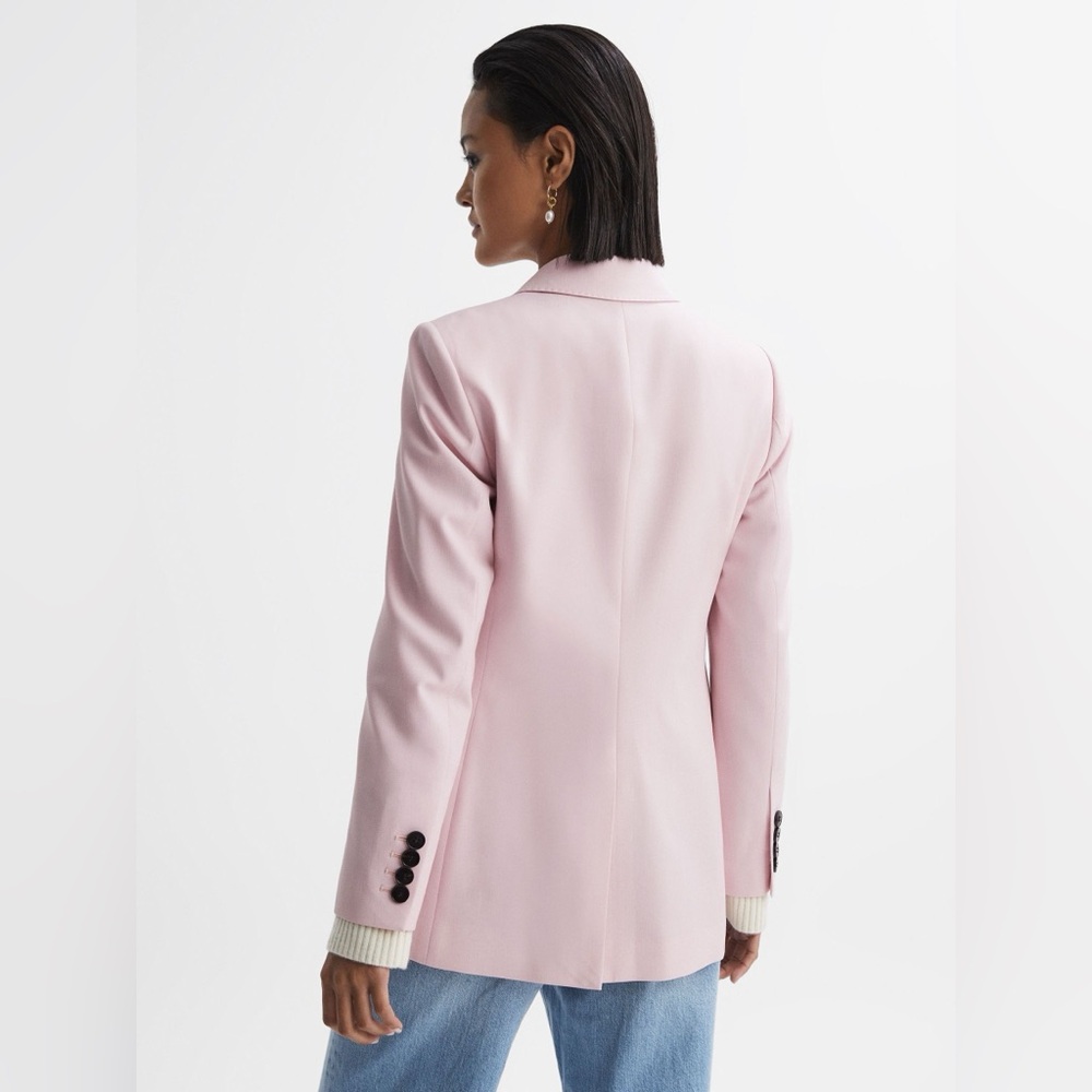 NWT REISS Evelyn Wool Blend Double Breasted Blazer in Pink - Picture 4 of 8